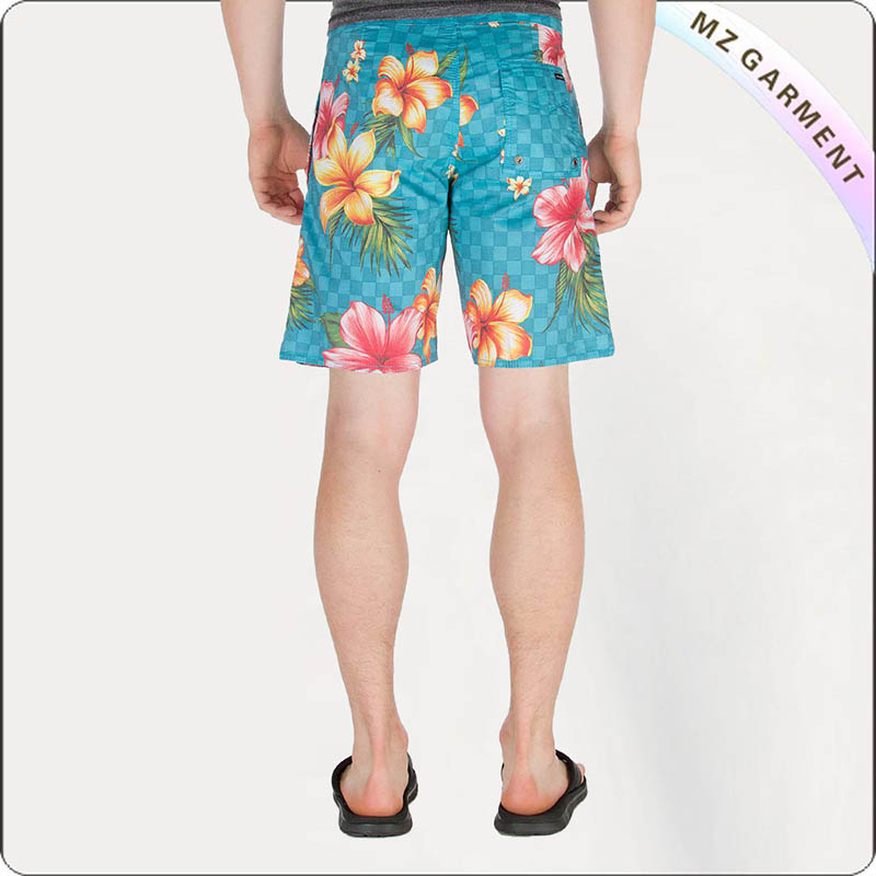 Men Hawiian Pattern Beach Shorts
