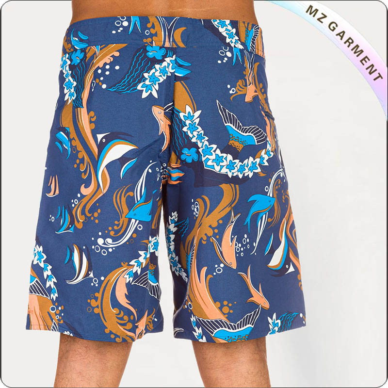 Men Motif Printing Beach Short Pants