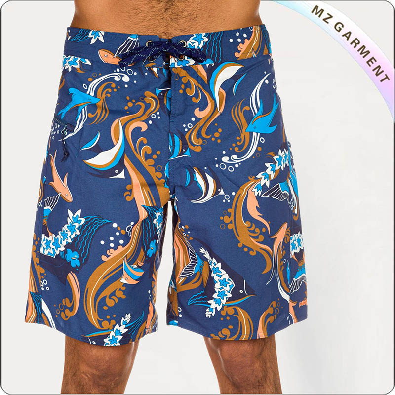 Men Motif Printing Beach Short Pants