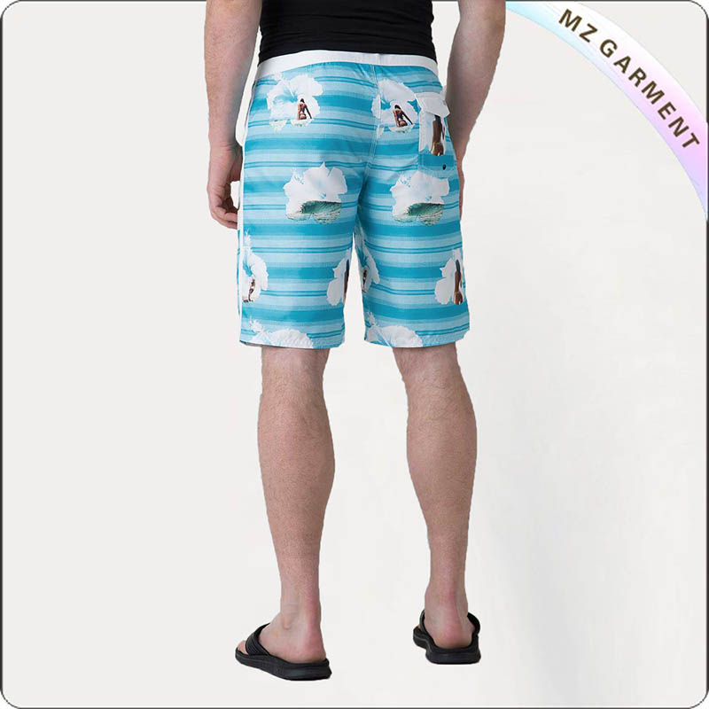 Men Portrait Print Board Shorts