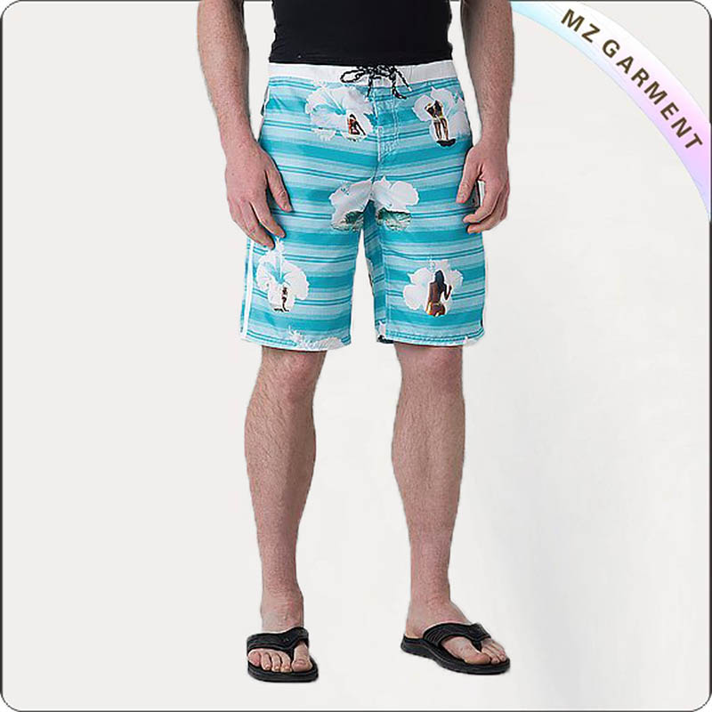 Men Portrait Print Board Shorts