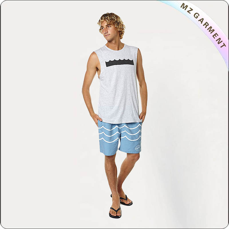 Men Racked Pattern Beach Shorts