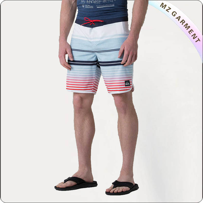 Men Red Draw Cord Swim Trunks