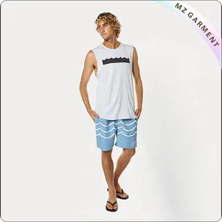 Men Racked Pattern Beach Shorts