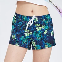 Custom Floral Board Shorts, Polyester, Adjustable Waist String