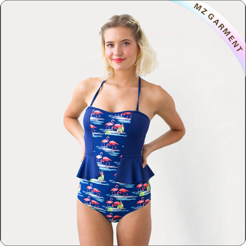 Adult One Piece Peacock Blue Swimsuit