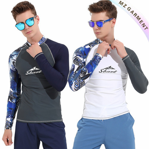 Custom Men's Rashie, Leaves Print, Long Sleeve, Custome Color