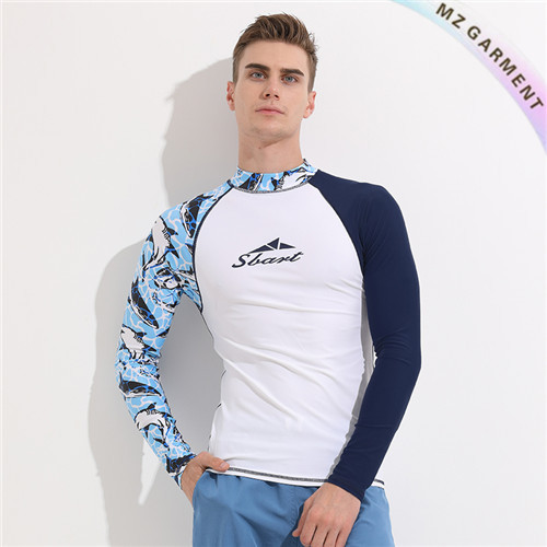 Long Sleeve Rashie, Dolphin Print, Turtleneck, White, Custom Design