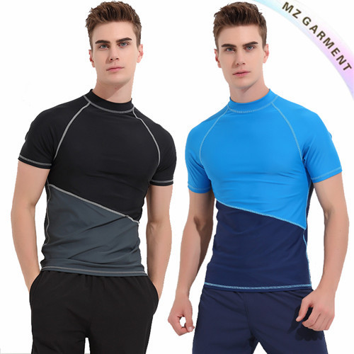 Men's Short Sleeve Rash Guard, Contrast Color, Unique Design, Custom
