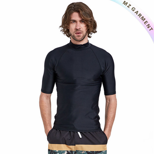Men Surf Rash Vest, Half Sleeve, Pure Color, Nylon & Spandex