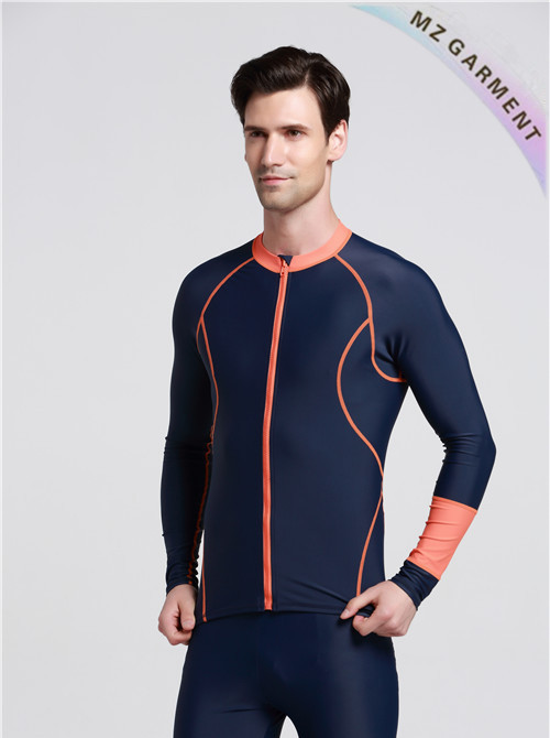 Mens Long Sleeve Zip Front Rash Guard