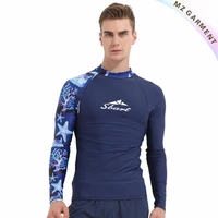 Long Sleeve Rash Guard, Starfish Print, Turtleneck, Easily Dry, Blue