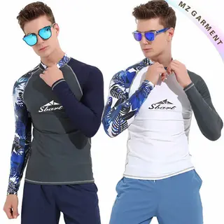 Custom Men's Rashie, Leaves Print, Long Sleeve, Custome Color