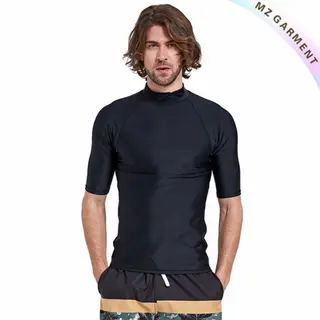 Men Surf Rash Vest, Half Sleeve, Pure Color, Nylon & Spandex