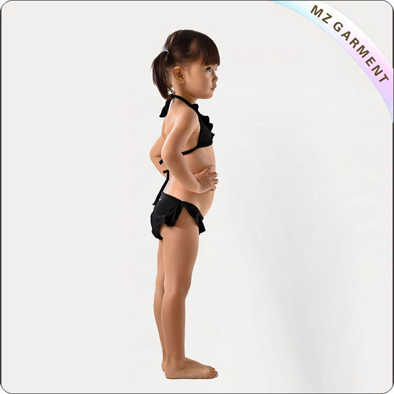 Kids Charcoal Frill Bikini