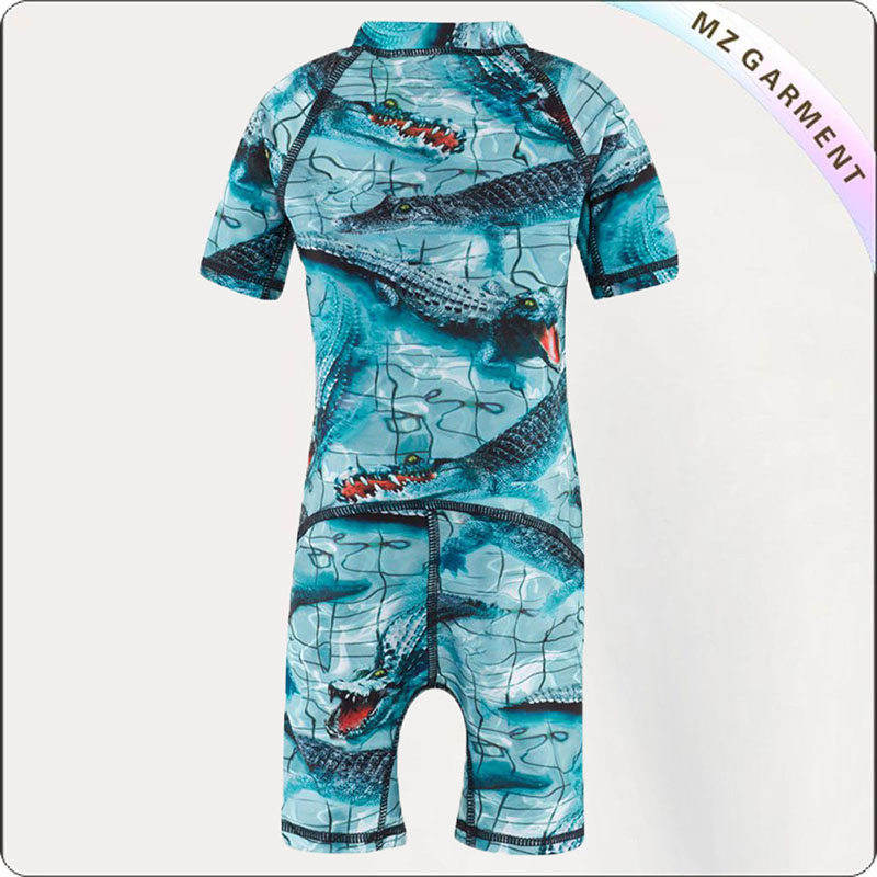 Boy Grid Sun Screen Romper