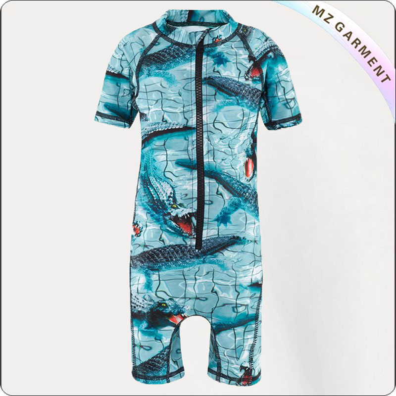 Boy Grid Sun Screen Romper