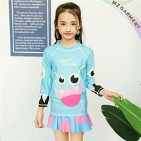 Girl Rash Guard Swim Set, Nylon, Long Sleeve, Skirt, UPF 50+