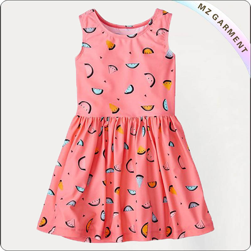 Kids Orange Skirted Swimsuit