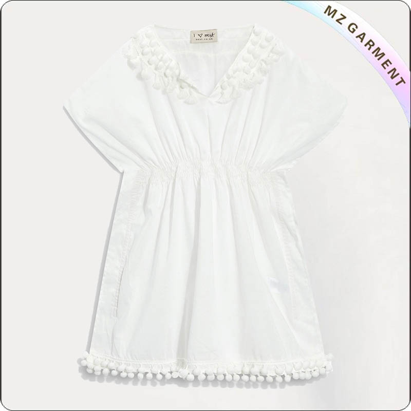 Kids Pom-Pom Trim Beach Skirt