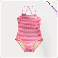 Kids Red Grid Swimwear