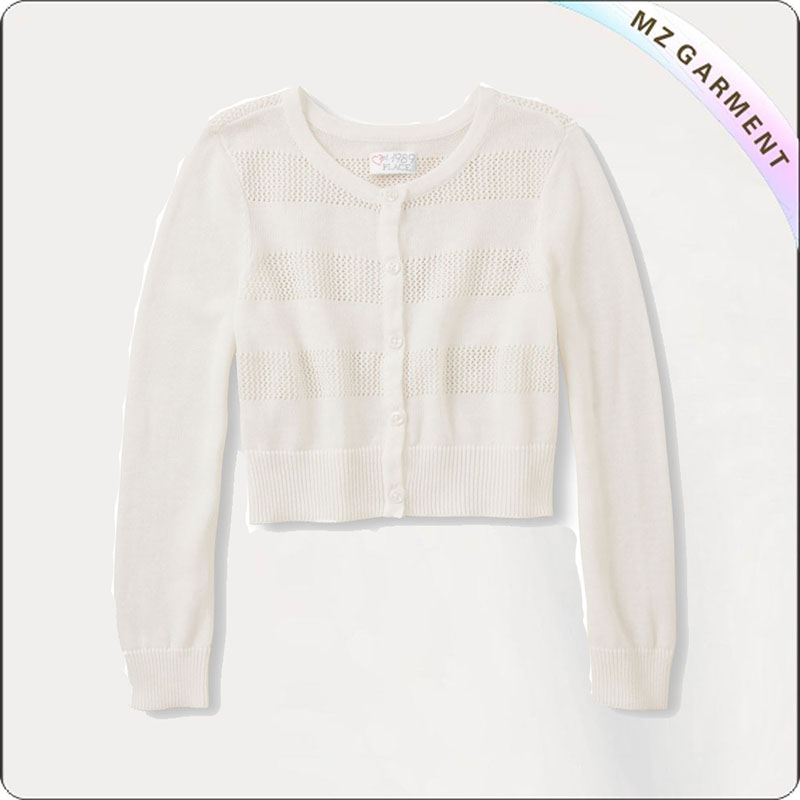 Girls Racked Pattern Cardigan