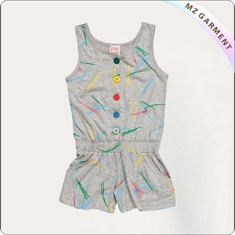 Girls Colorful Line Jumpsuit