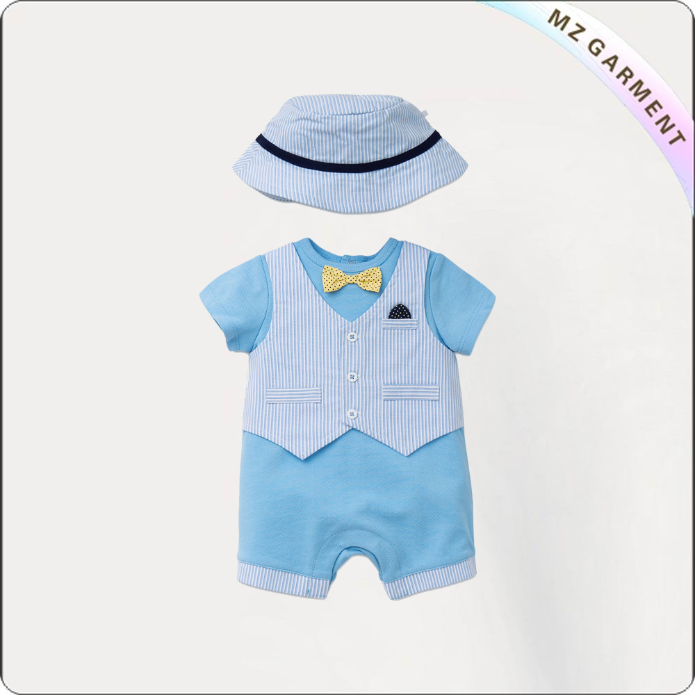 Boys Azure Blue Romper Set