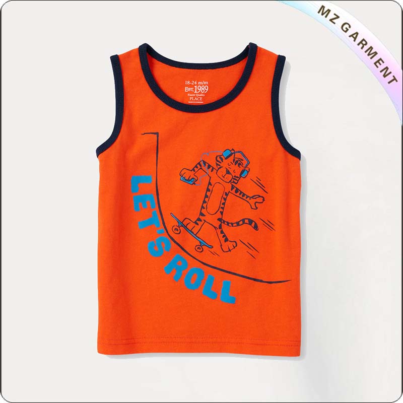 Boys Navy Trim Singlet