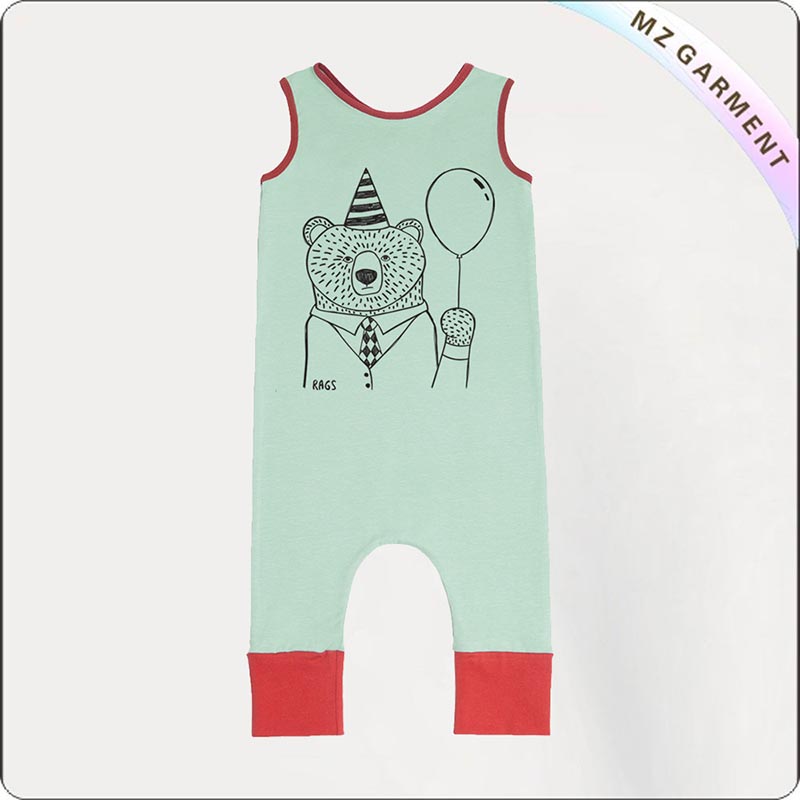 Boys Green Mint Organic Romper