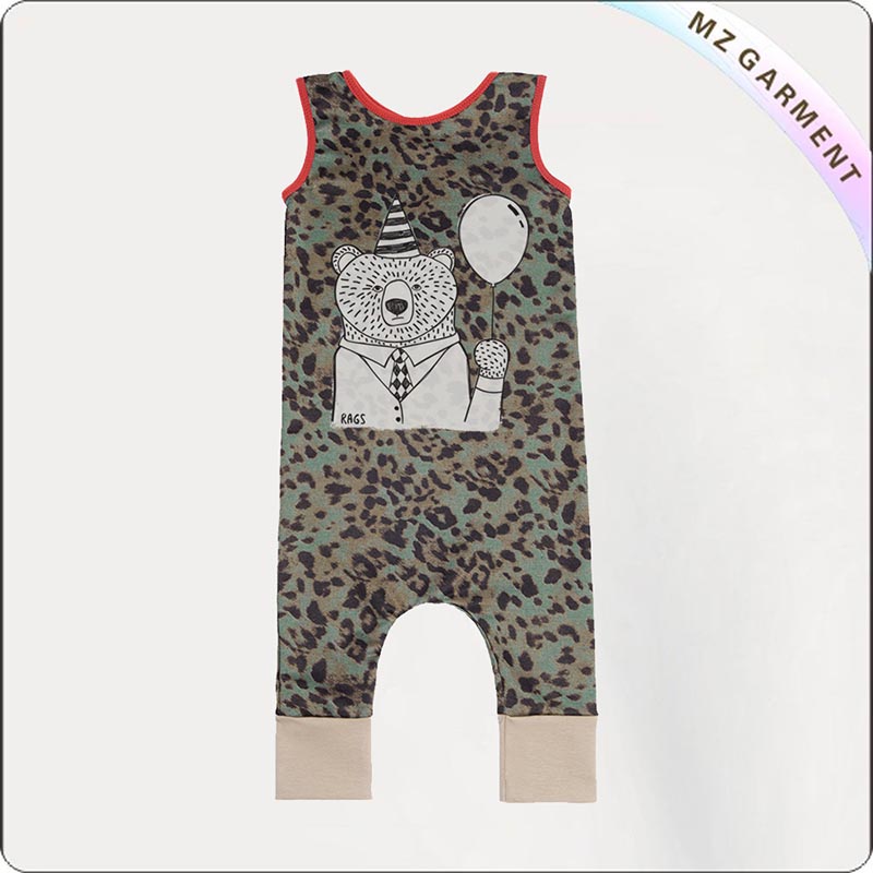 Girls Natural Leopard Print Romper