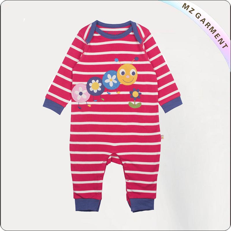 Kids Eco Fushia Stripe Snapsuit