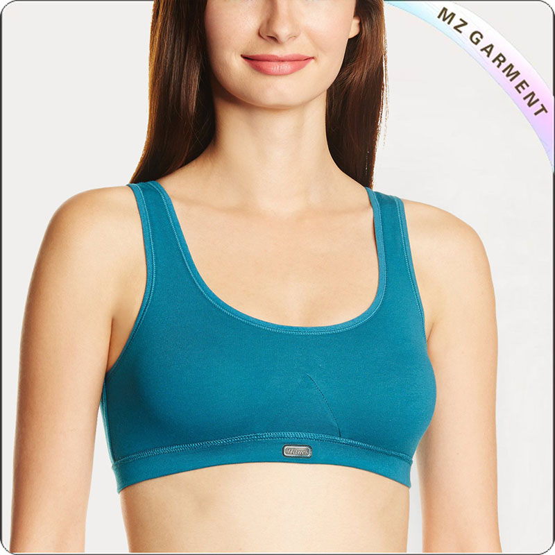 Women Aquamarine Blue Gym Crop Top