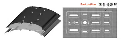 Geometric model of curved blank holder and perforated sheet