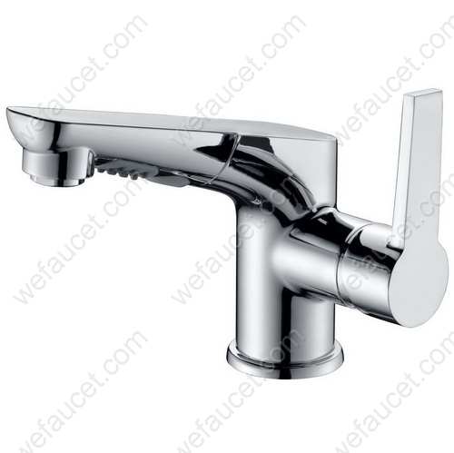 Low Lead Brass Kitchen Faucet, Flexible Pull-Out Spray Head