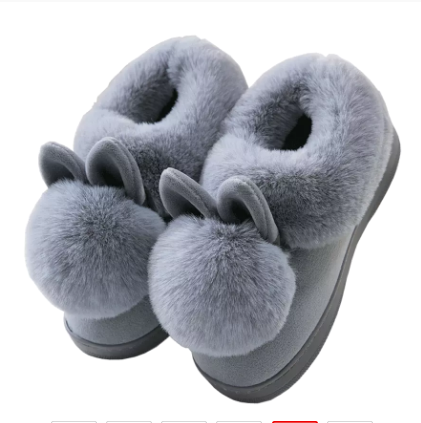Autumn Winter Cotton Slippers Fur Rabbit Home Warm Thick Bottom Indoor Cotton Shoes