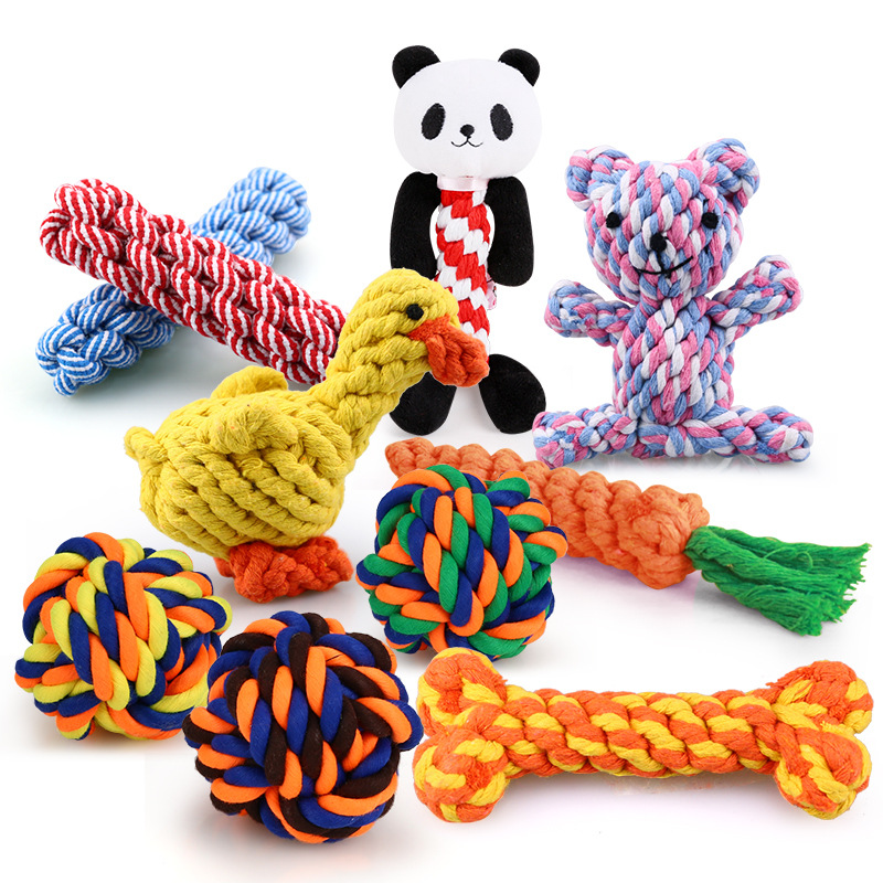Pet Dog Chew Toys for Small Dogs Cleaning Teeth Puppy Dog Rope Knot Ball Toy