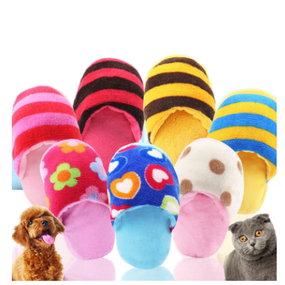 Plush Flip Flop Pet Dog Chew Toys For Small Dogs Chihuahua Pug Puppy Squeaker Toys