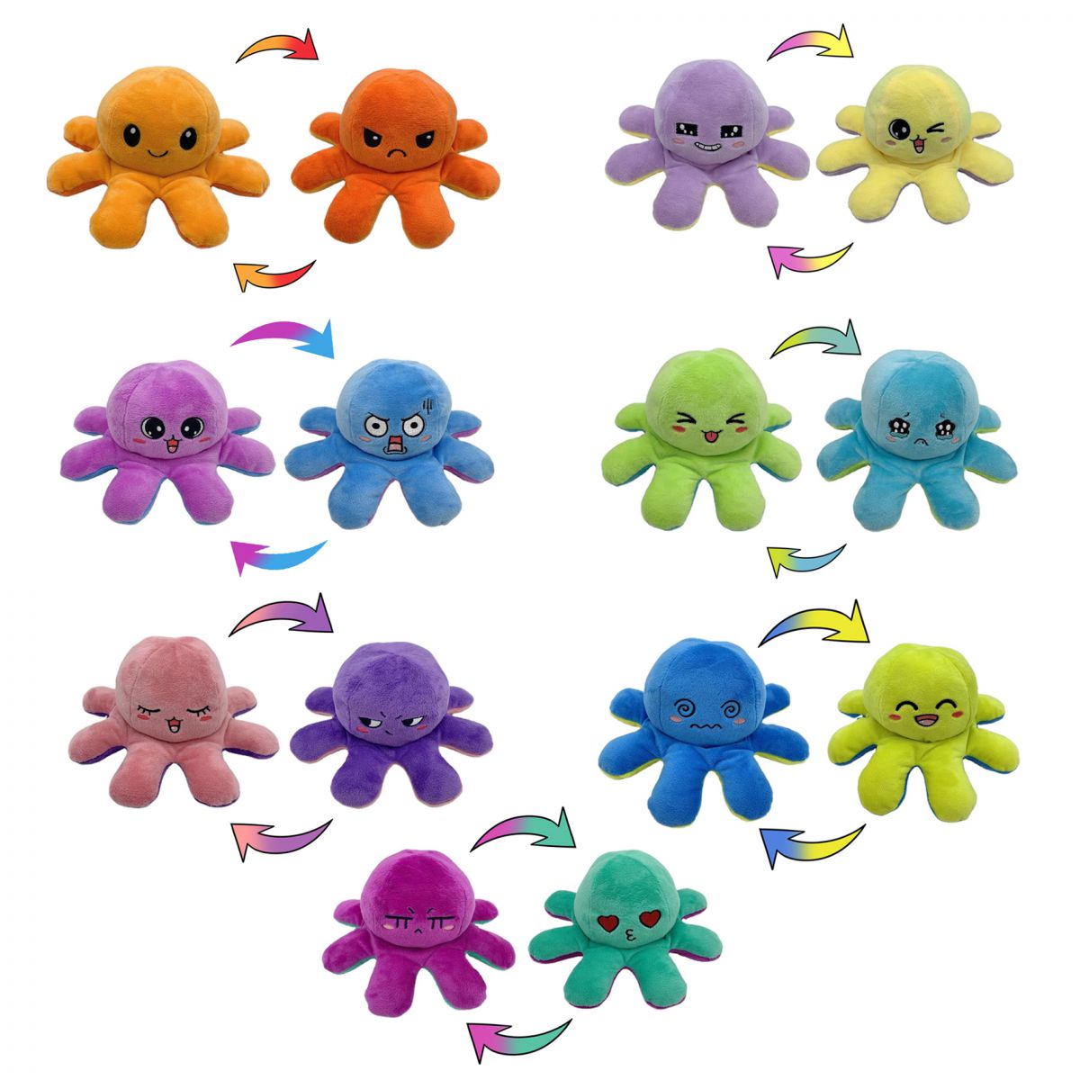 Reversible Octopu Doll Kids Christmas Gift Double-sided Flip Plush Toy