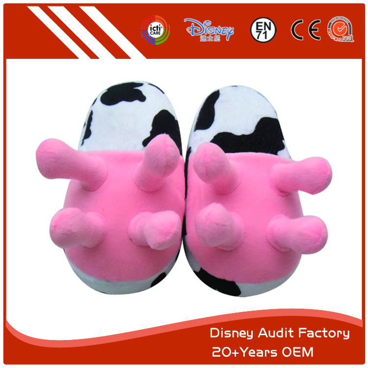 Plush Cow Slippers, 100% PP Cotton