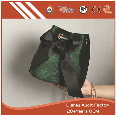 Chain Bucket Bag, Bowknot, Easy to Access Your Items, Green