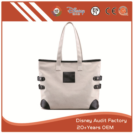 Concealed Carry Purse, Casual Shopping Bags, Leather, White & Black