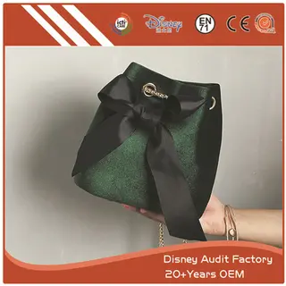 Chain Bucket Bag, Bowknot, Easy to Access Your Items, Green