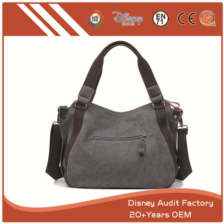 Women Canvas Tote Handbags, Grey, Can Be Made of Other Materials