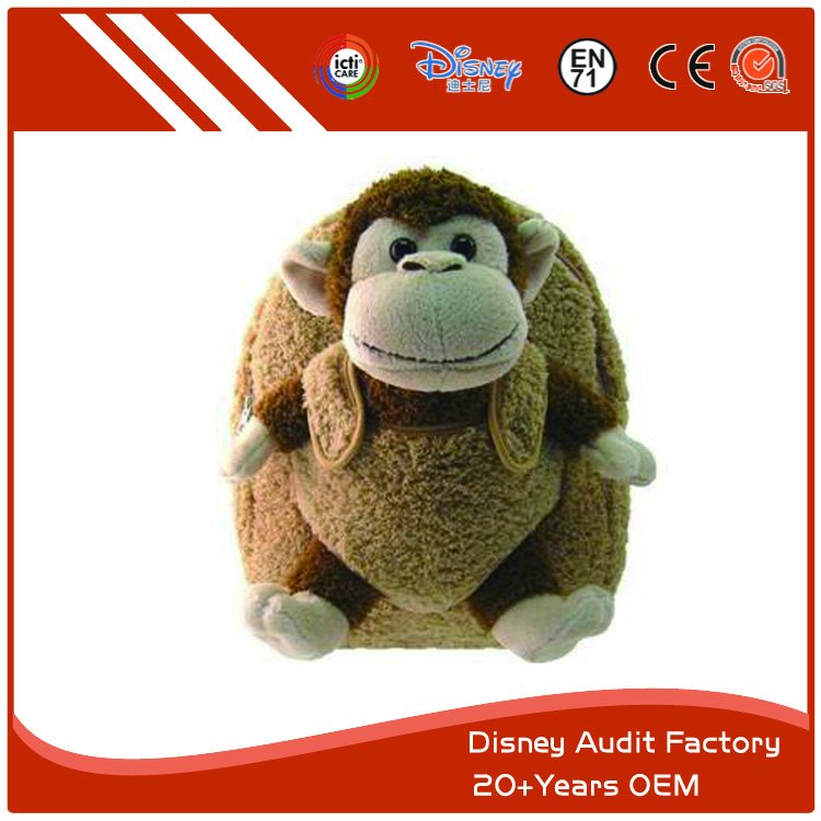 Children's Cartoon Monkey Backpack, Plush, 100% PP Cotton Fill