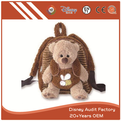 Cute Bear Child Backpack Art Embroidery Designs Gray