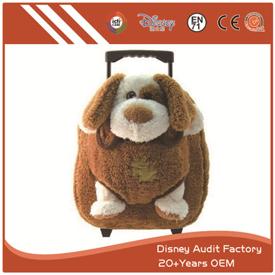 Plush Dog Kids School Backpacks 100% PP Cotton Brown Color