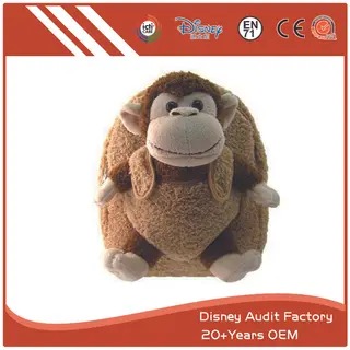Children's Cartoon Monkey Backpack, Plush, 100% PP Cotton Fill