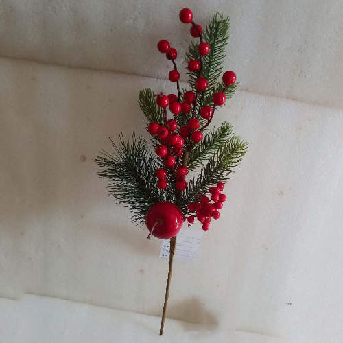 Red Berry Apple Branches Decor for Xmas DIY Crafts Holiday Wreath Ornaments Home Garden, 47 CM