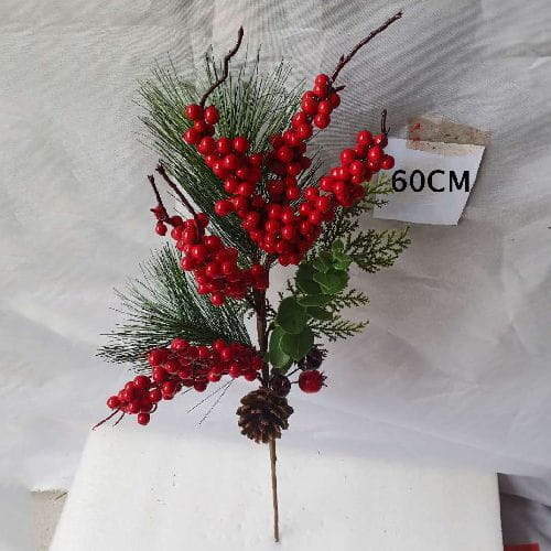 Artificial Pine Picks Pine Needle Berries Pinecones Xmas Decorations, 60 CM